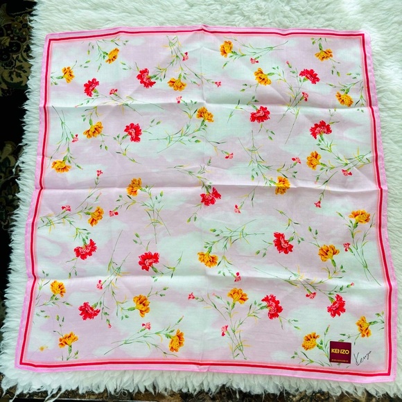 Kenzo Accessories - Kenzo 100% Cotton Pink/Multicolor Floral Bandanna/Scarf